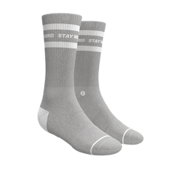 The Haze | Grey and White Stripe Heel Hammock™ Crew Socks - Shinesty