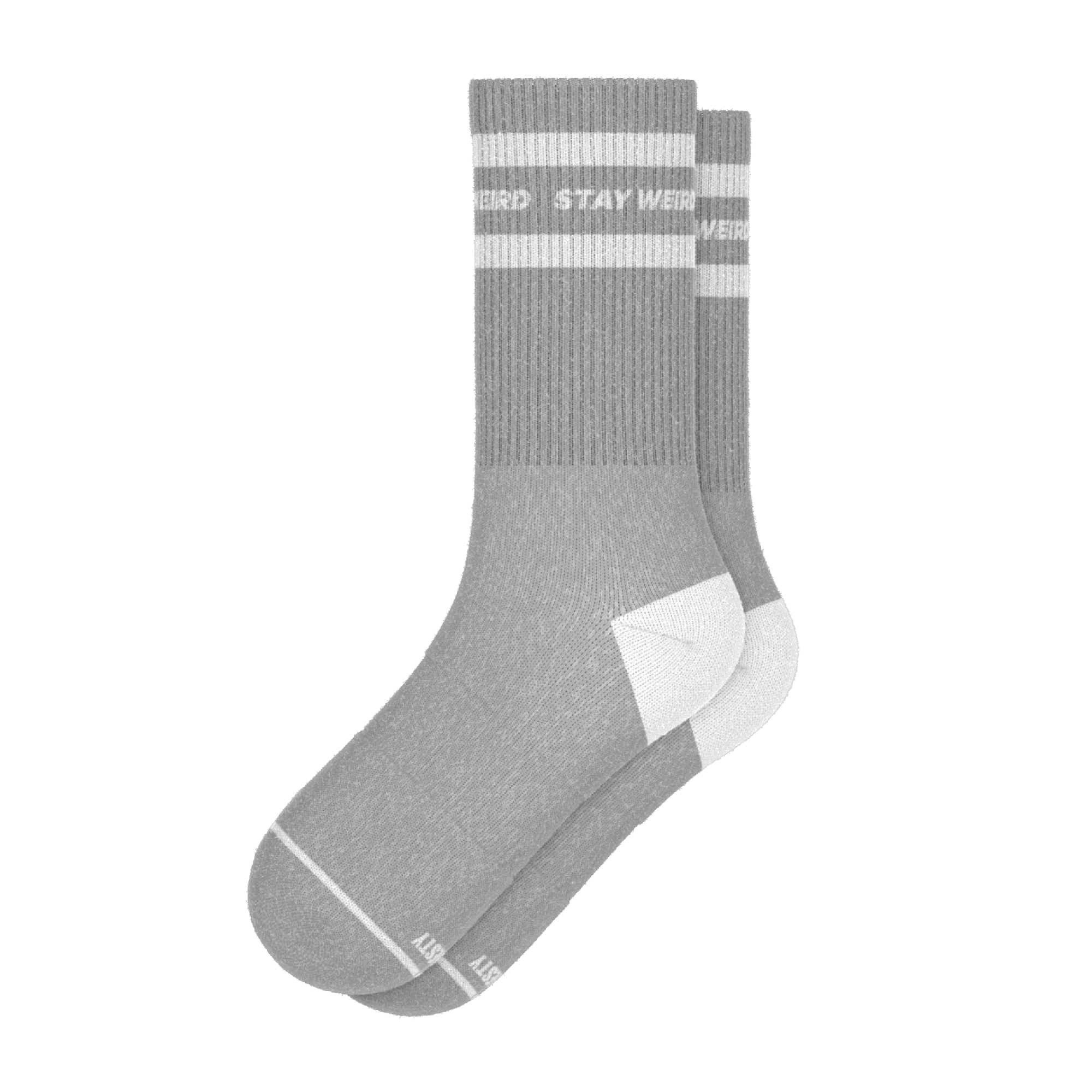 The Haze | Grey and White Stripe Heel Hammock™ Crew Socks - Shinesty