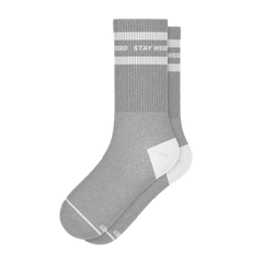 The Haze | Grey and White Stripe Heel Hammock™ Crew Socks - Shinesty