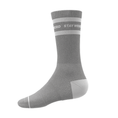 The Haze | Grey and White Stripe Heel Hammock™ Crew Socks - Shinesty