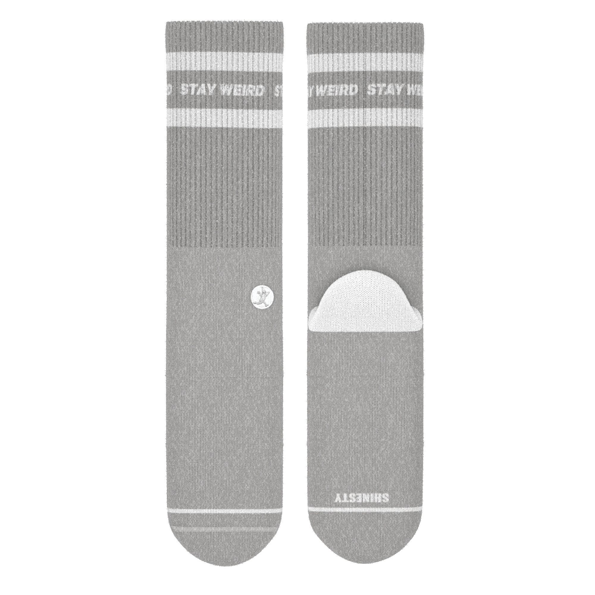 The Haze | Grey and White Stripe Heel Hammock™ Crew Socks - Shinesty