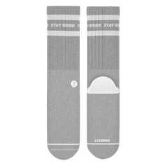The Haze | Grey and White Stripe Heel Hammock™ Crew Socks - Shinesty
