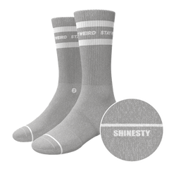 The Haze | Grey and White Stripe Heel Hammock™ Crew Socks - Shinesty