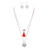 Heart Pendant Necklace With Tassel Set - Madeline Love - Flyclothing LLC