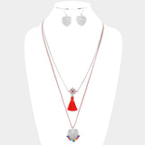 Heart Pendant Necklace With Tassel Set - Madeline Love - Flyclothing LLC