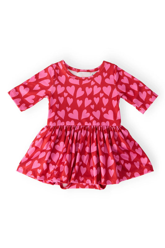 Hearts & Hugs 3/4 Sleeve Twirl Bodysuit - Mila & Rose ® - Flyclothing LLC
