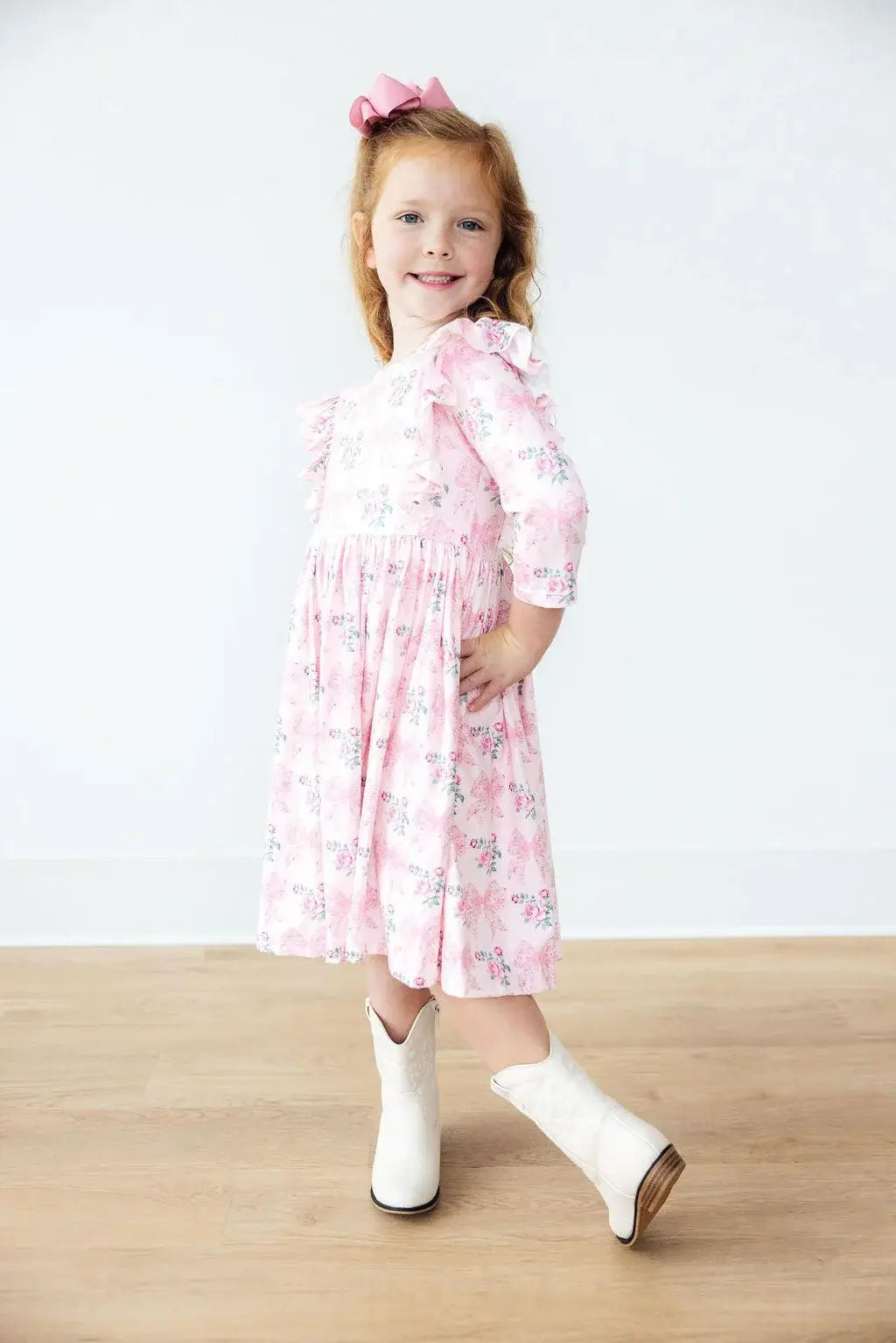 Heirloom Garden 3/4 Sleeve Ruffle Twirl Dress - Mila & Rose ® - Flyclothing LLC