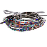 12PCS Ribbon Colorful Rhinestone Layered Stretch Bracelets - Madeline Love - Flyclothing LLC