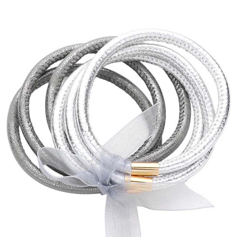 6pcs Faux Leather Tube Bangle Bracelets - Madeline Love - Flyclothing LLC