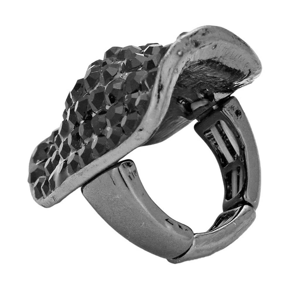 Crystal Rhinestone Pave Stretch Cocktail Ring - Madeline Love - Flyclothing LLC