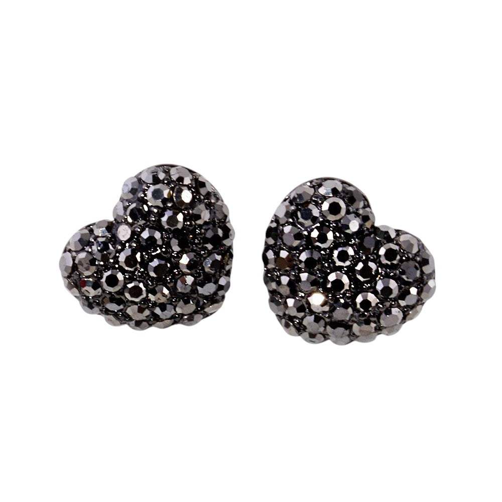 Crystal Pave Heart Stud Earrings - Madeline Love - Flyclothing LLC