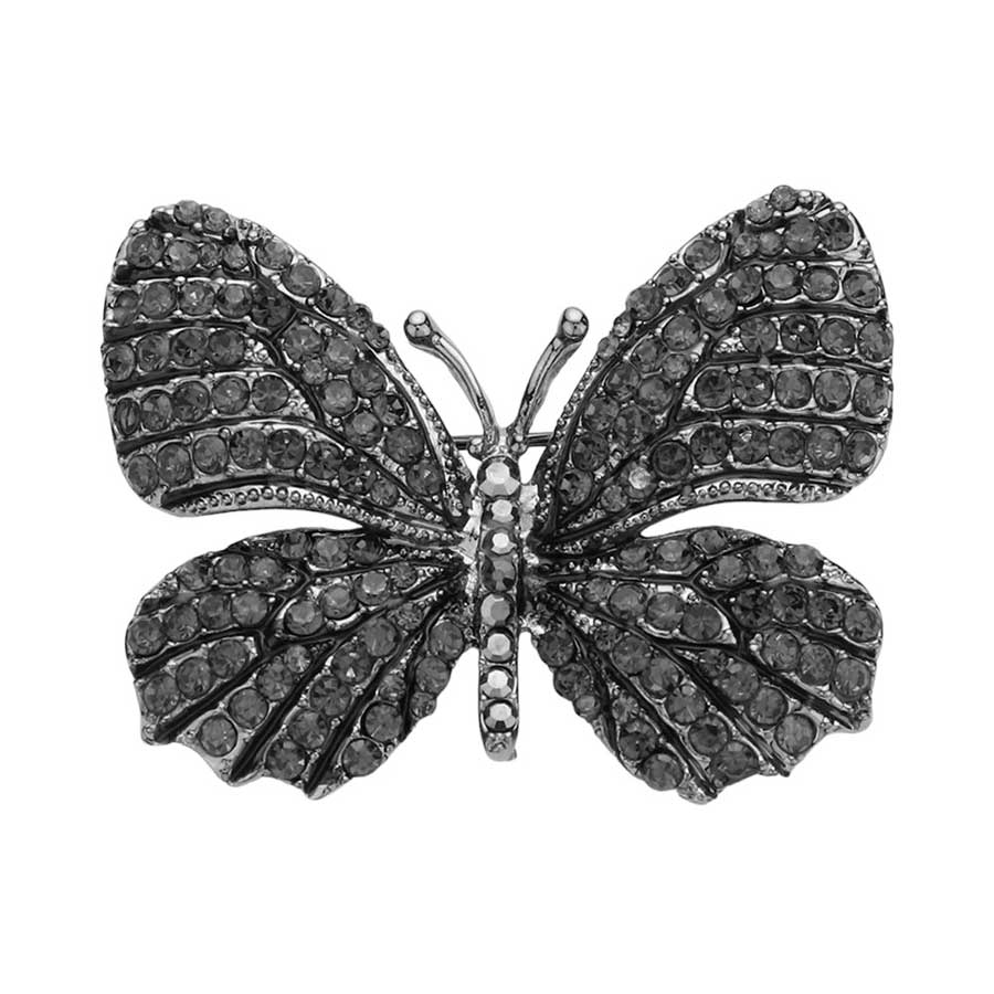 Rhinestone Pave Butterfly Pin Brooch - Madeline Love - Flyclothing LLC