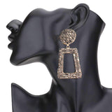 Stone Embellished Chunky Open Rectangle Evening Earrings - Madeline Love - Flyclothing LLC