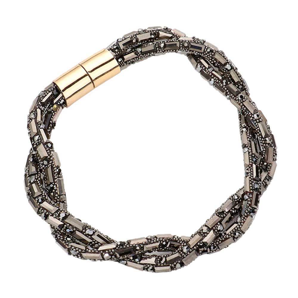 Stone Embellished Twisted Magnetic Bracelet - Madeline Love - Flyclothing LLC