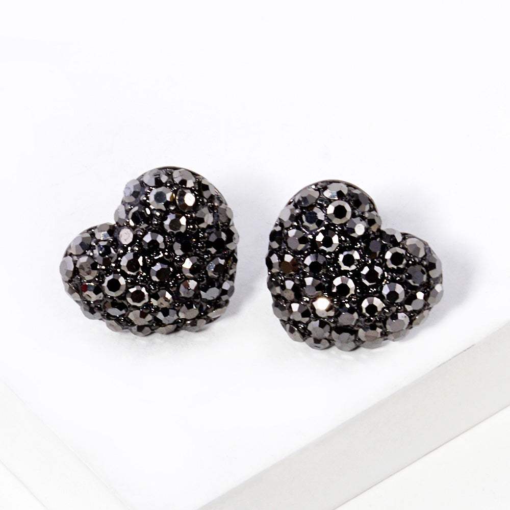 Crystal Pave Heart Stud Earrings - Madeline Love - Flyclothing LLC