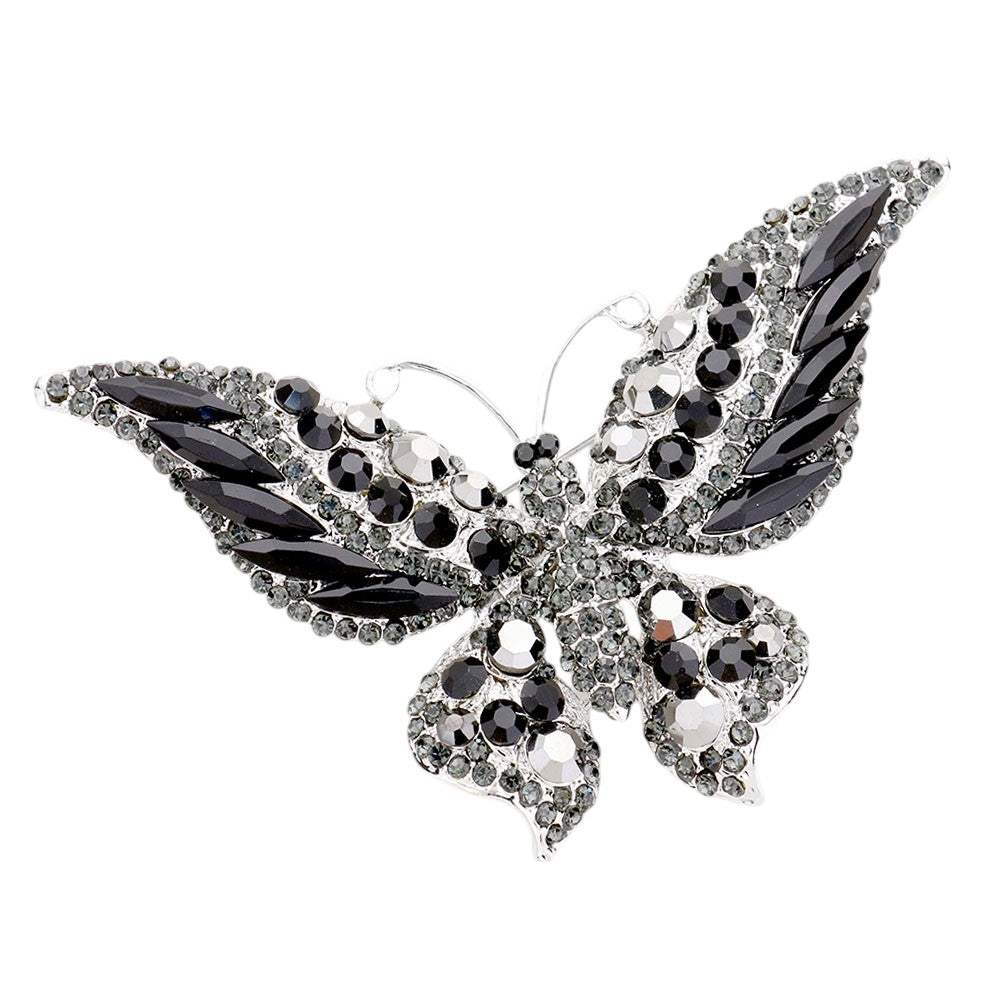 Glass Crystal Butterfly Pin Brooch - Madeline Love - Flyclothing LLC