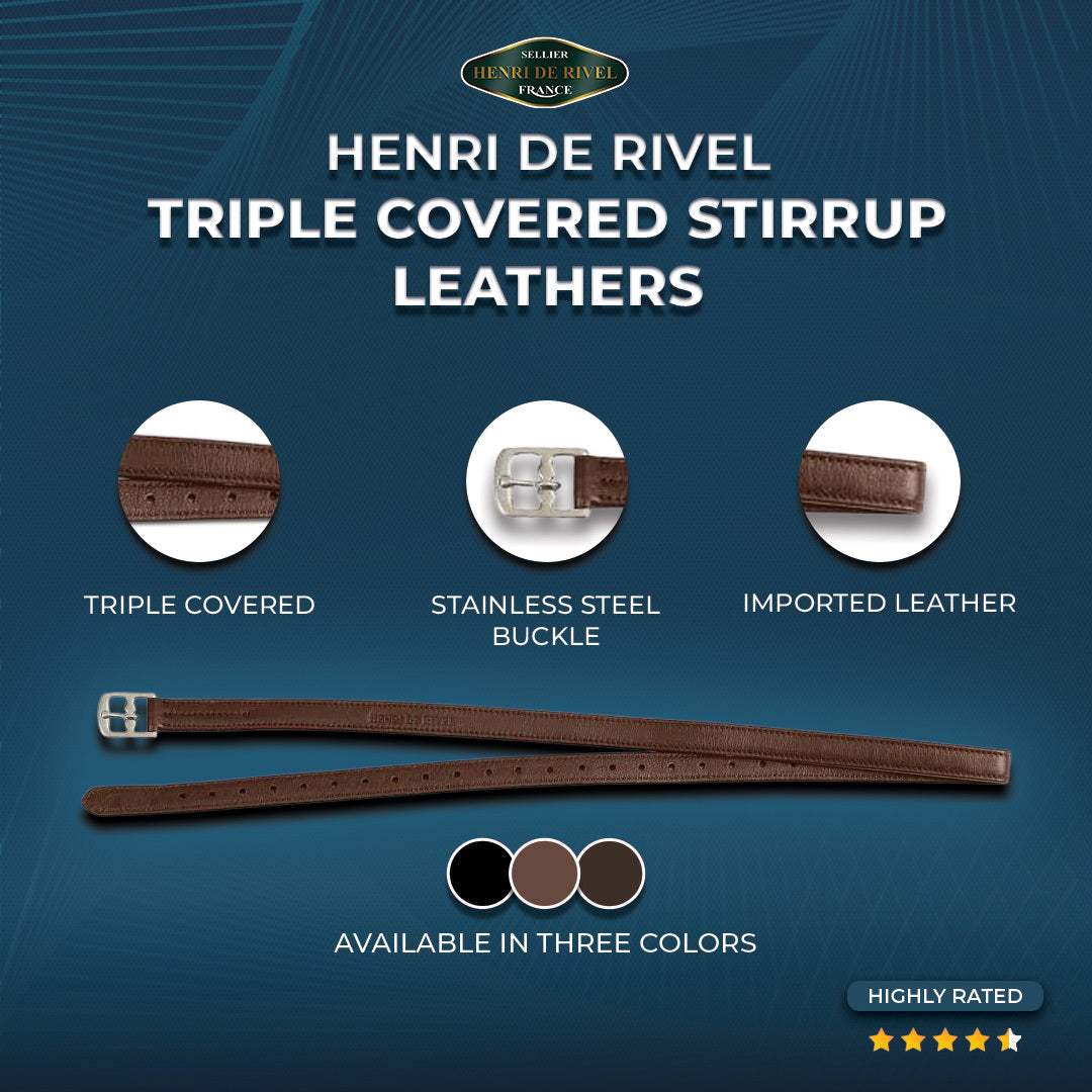 Henri de Rivel Triple Covered Stirrup Leathers - Breeches.com - Flyclothing LLC