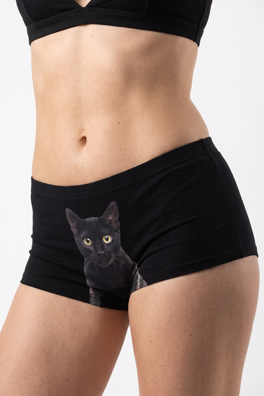 The Hex Appeal | Black Cat Modal Boyshort Underwear