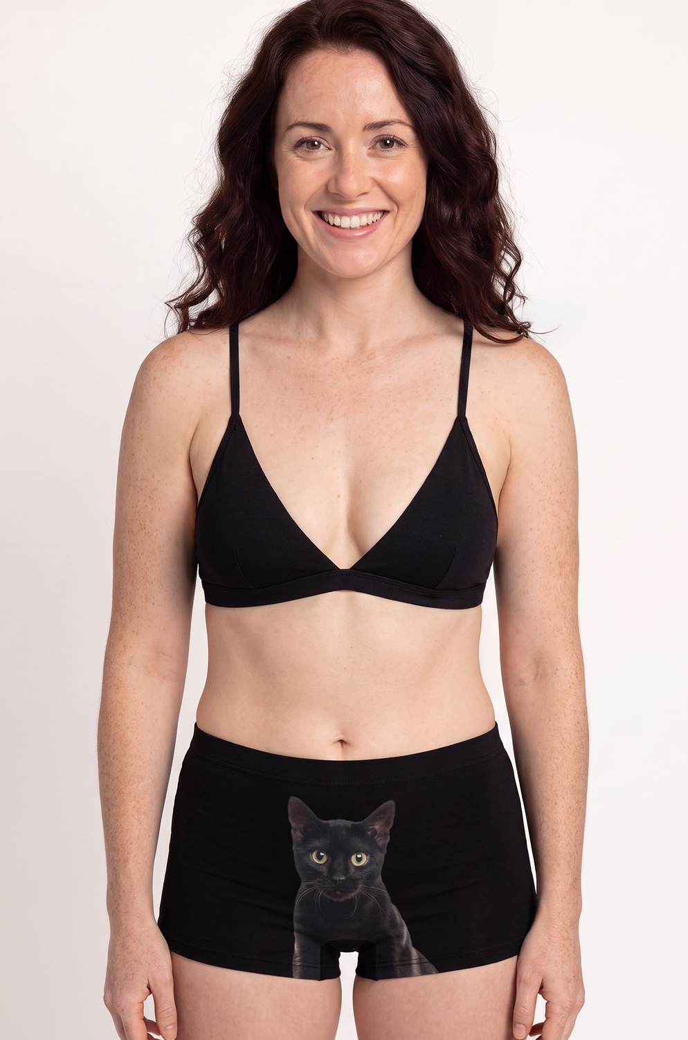 The Hex Appeal | Black Cat Modal Boyshort Underwear