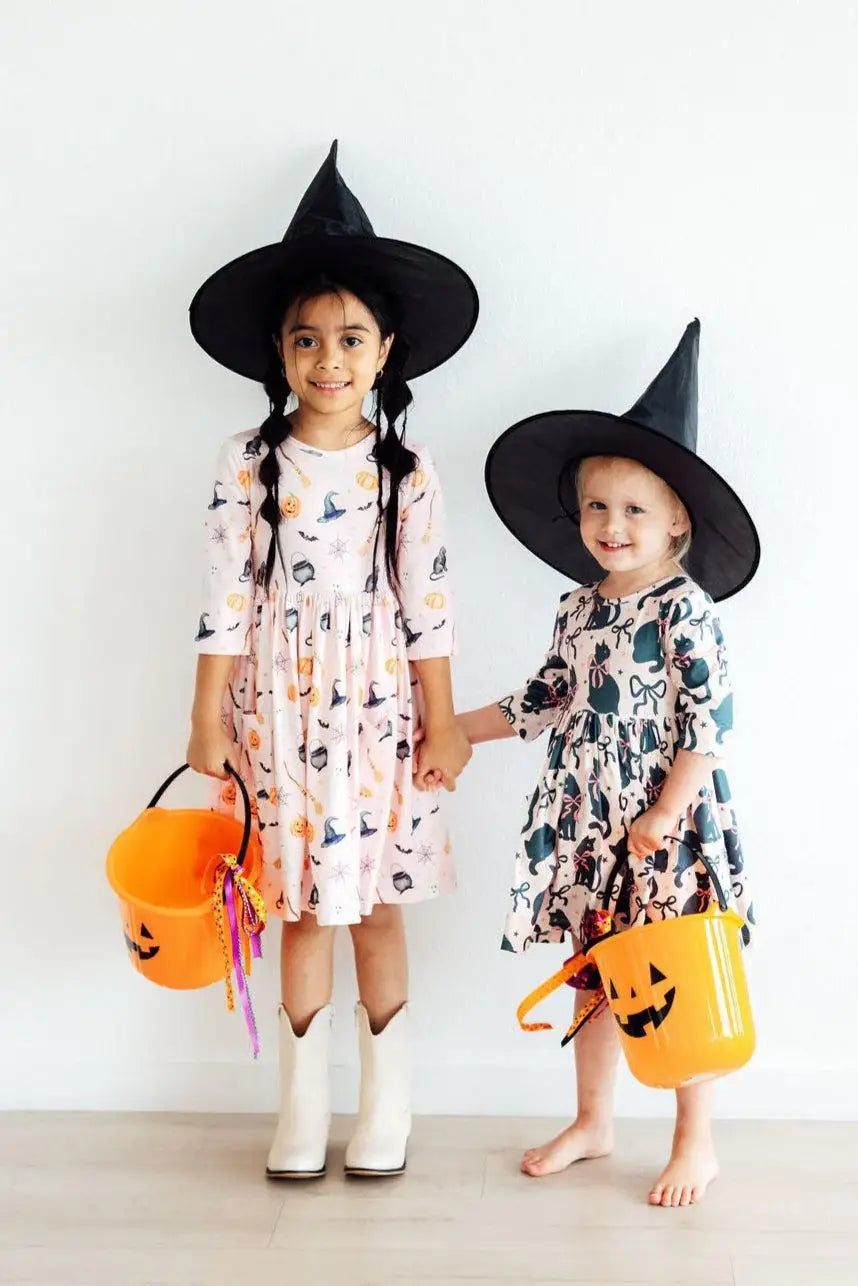 Hey Boo 3/4 Sleeve Pocket Twirl Dress - Mila & Rose ® - Flyclothing LLC