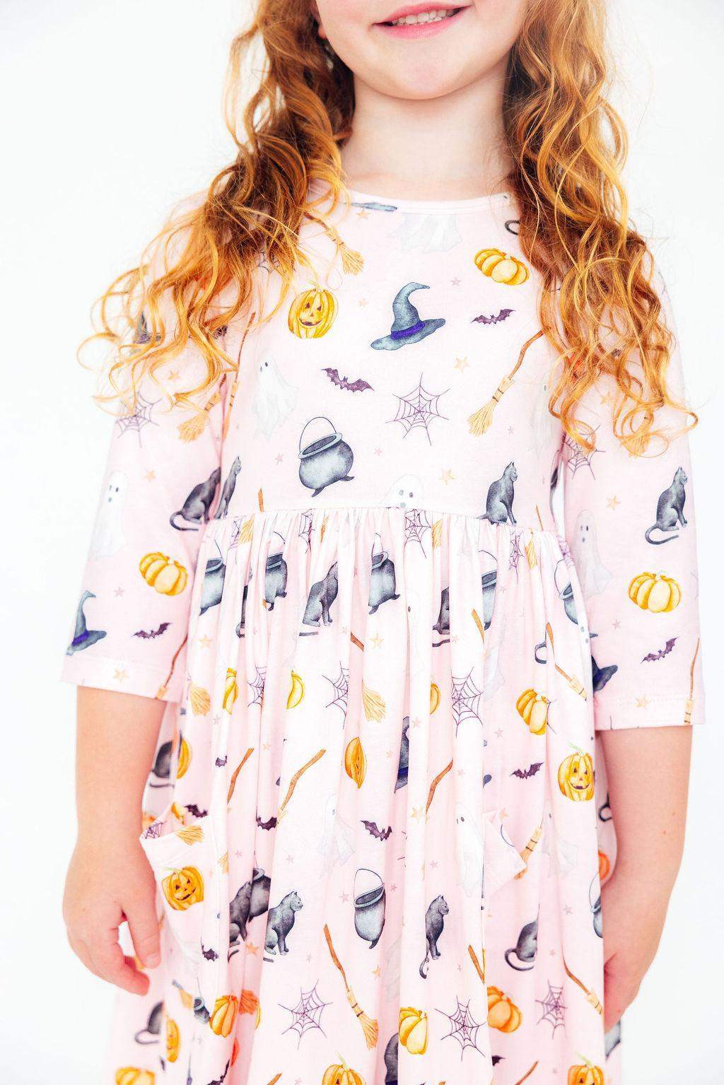 Hey Boo 3/4 Sleeve Pocket Twirl Dress - Mila & Rose ® - Flyclothing LLC