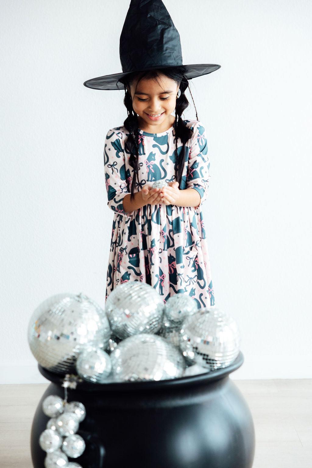 Hocus Purr-cus 3/4 Sleeve Pocket Twirl Dress - Mila & Rose ® - Flyclothing LLC