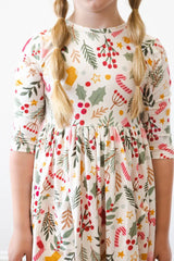 Holly Jolly Christmas 3/4 Sleeve Pocket Twirl Dress - Mila & Rose ® - Flyclothing LLC