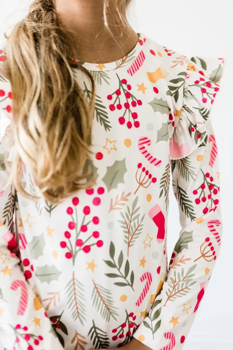 Holly Jolly Christmas L/S Ruffle Tee - Mila & Rose ® - Flyclothing LLC