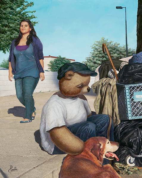 Black Market Art Company Homeless Teddy Print