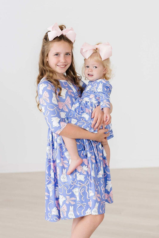 Hop, Skip & Twirl 3/4 Sleeve Pocket Twirl Dress - Mila & Rose ® - Flyclothing LLC