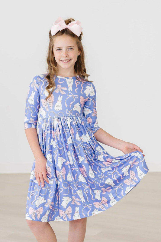 Hop, Skip & Twirl 3/4 Sleeve Pocket Twirl Dress - Mila & Rose ® - Flyclothing LLC