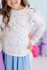 Hoppy Easter L/S Ruffle Tee - Mila & Rose ® - Flyclothing LLC