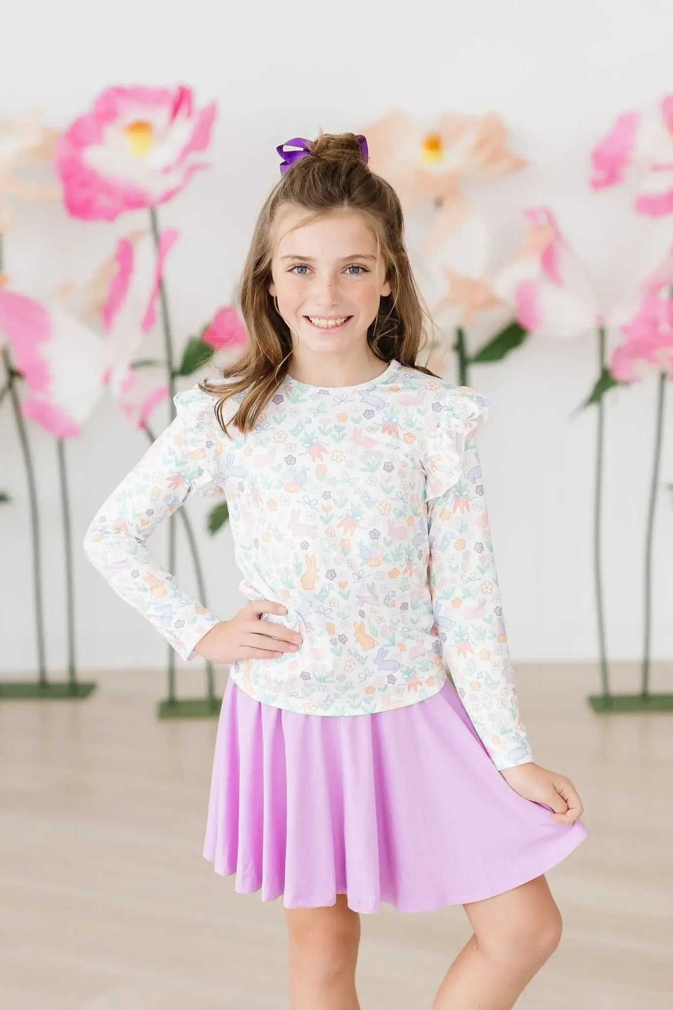 Hoppy Easter L/S Ruffle Tee - Mila & Rose ® - Flyclothing LLC