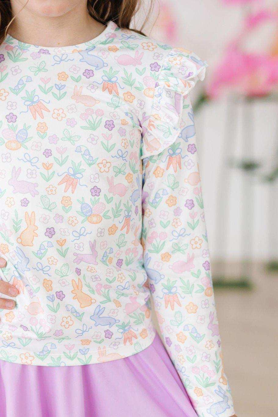 Hoppy Easter L/S Ruffle Tee - Mila & Rose ® - Flyclothing LLC