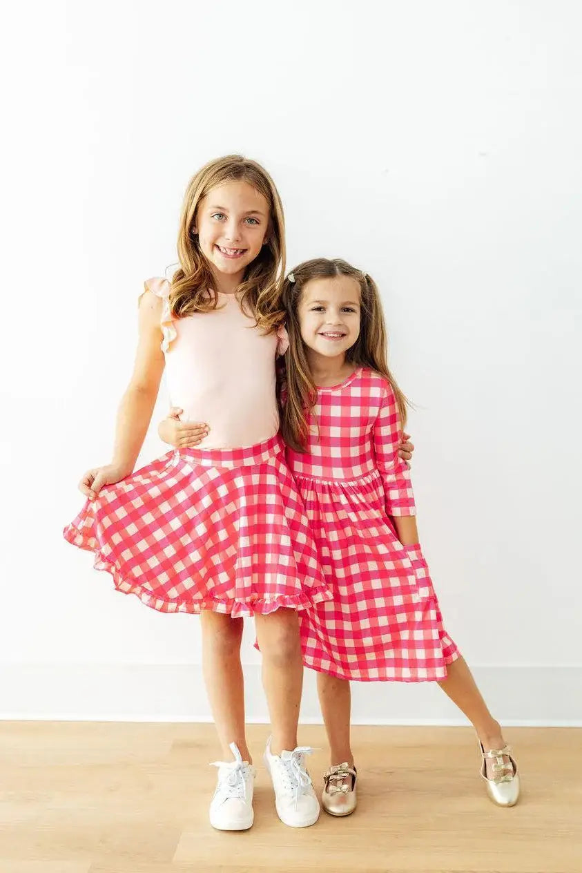 Hot Pink Gingham Ruffle Twirl Skort - Mila & Rose ® - Flyclothing LLC