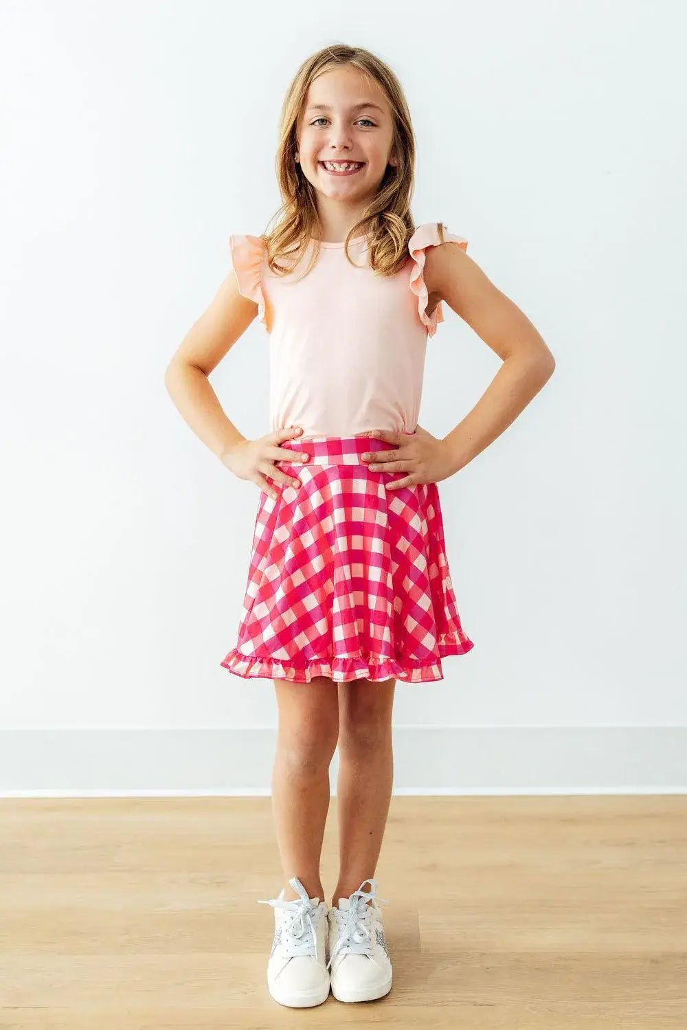 Hot Pink Gingham Ruffle Twirl Skort - Mila & Rose ® - Flyclothing LLC
