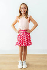 Hot Pink Gingham Ruffle Twirl Skort - Mila & Rose ® - Flyclothing LLC