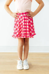 Hot Pink Gingham Ruffle Twirl Skort - Mila & Rose ® - Flyclothing LLC