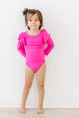 Hot Pink L/S Flutter Sleeve Leotard - Mila & Rose ® - Flyclothing LLC