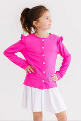Hot Pink Ruffle Cardigan - Mila & Rose ® - Flyclothing LLC