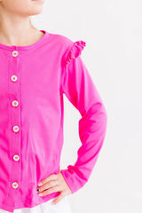 Hot Pink Ruffle Cardigan - Mila & Rose ® - Flyclothing LLC