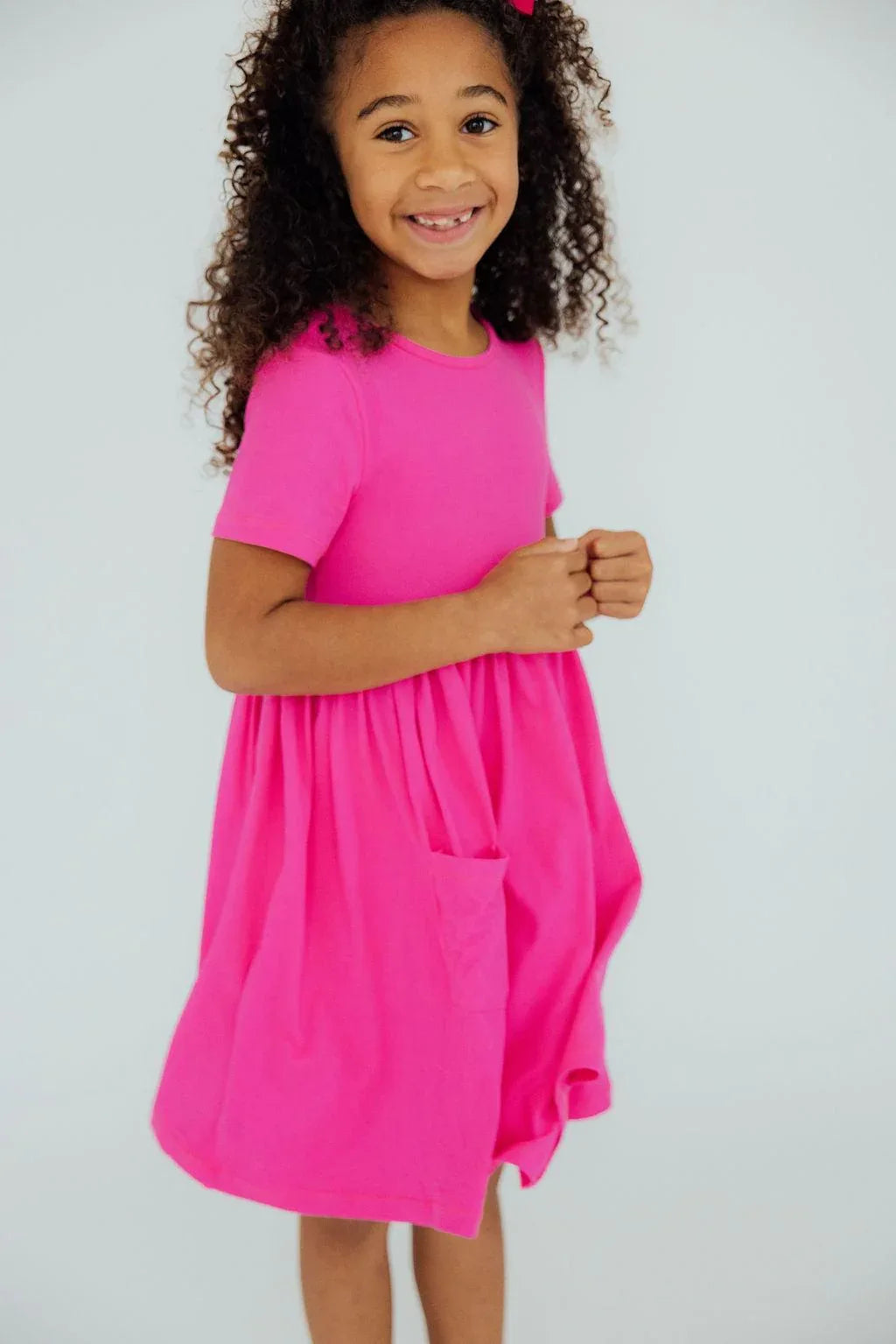 Hot Pink S/S Pocket Twirl Dress - Mila & Rose ® - Flyclothing LLC
