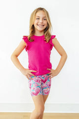 Hot Pink S/S Ruffle Tee - Mila & Rose ® - Flyclothing LLC