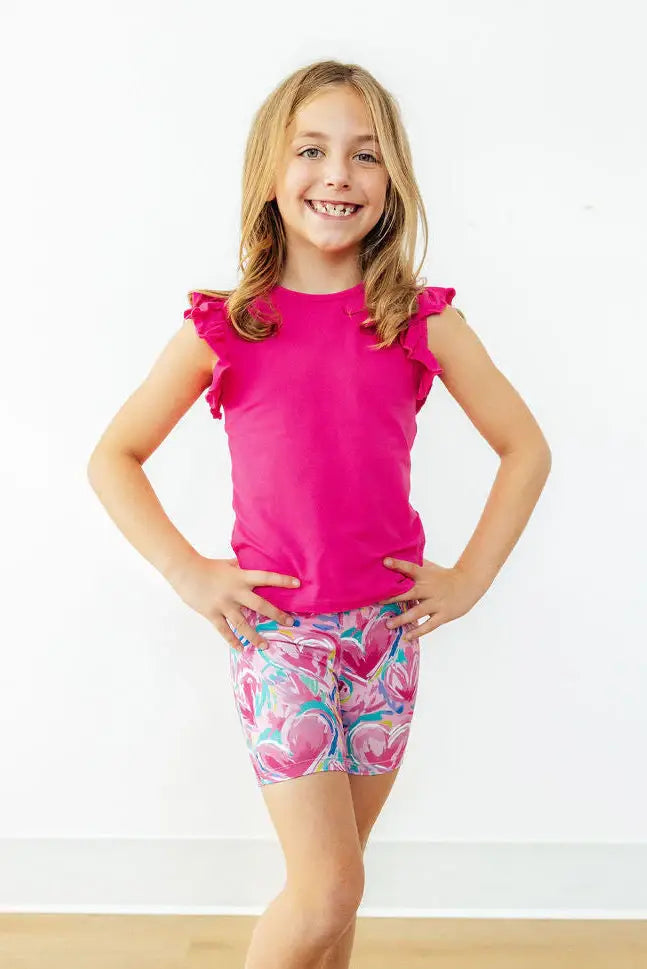 Hot Pink S/S Ruffle Tee - Mila & Rose ® - Flyclothing LLC
