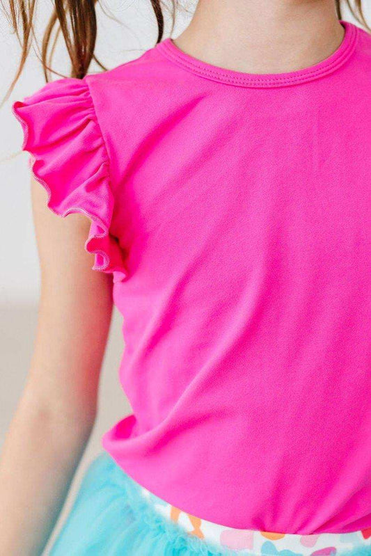 Hot Pink S/S Ruffle Tee - Mila & Rose ® - Flyclothing LLC
