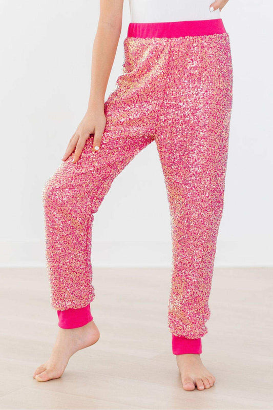Hot Pink Sequin Joggers - Mila & Rose ® - Flyclothing LLC