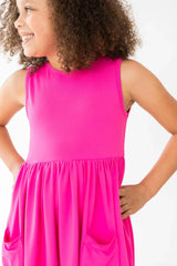 Hot Pink Tank Pocket Twirl Dress - Mila & Rose ® - Flyclothing LLC
