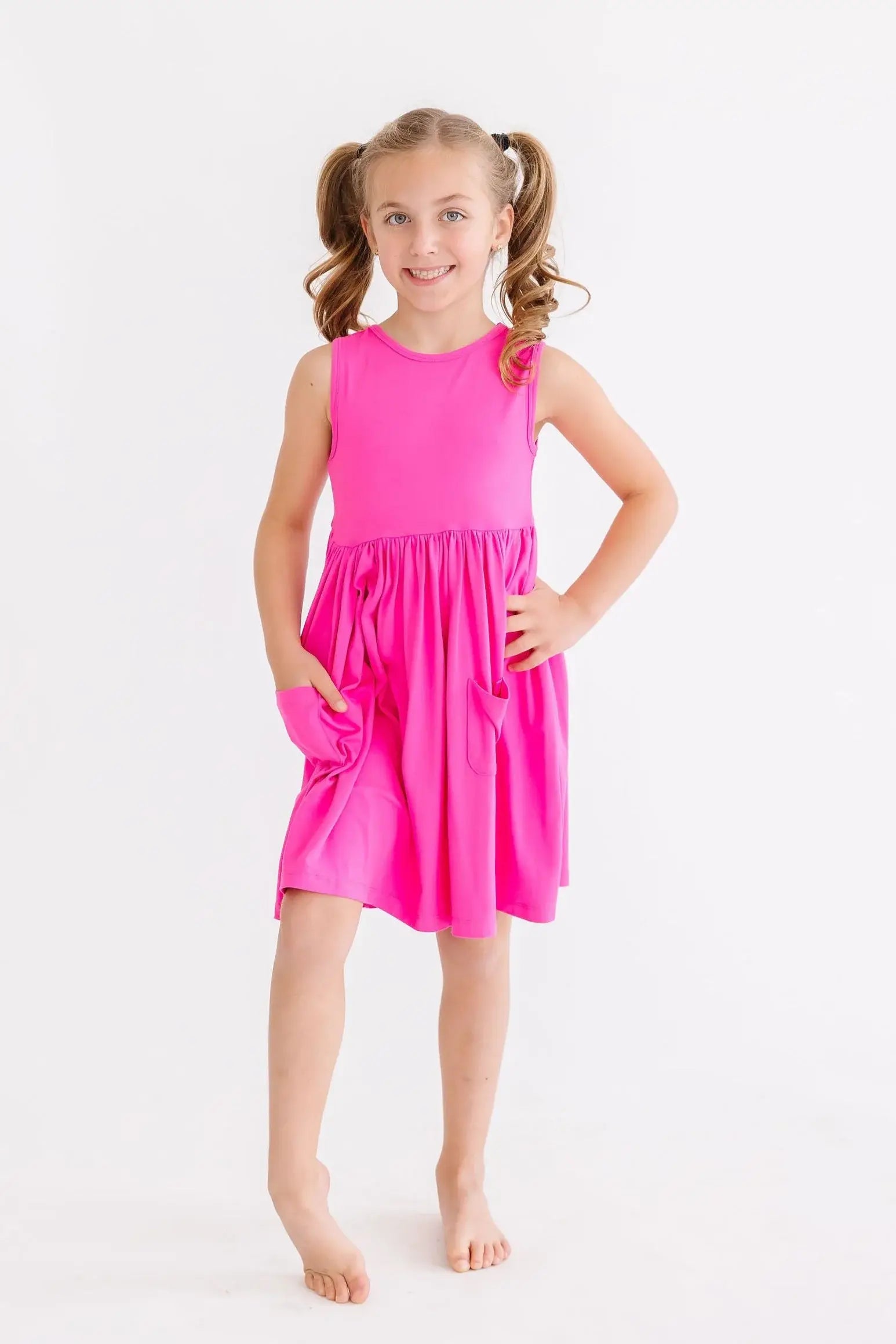 Hot Pink Tank Pocket Twirl Dress - Mila & Rose ® - Flyclothing LLC