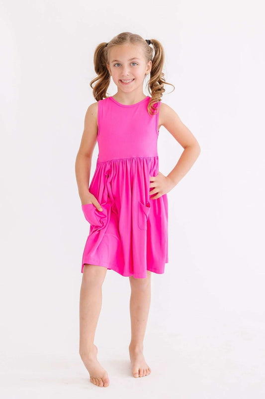 Hot Pink Tank Pocket Twirl Dress - Mila & Rose ® - Flyclothing LLC