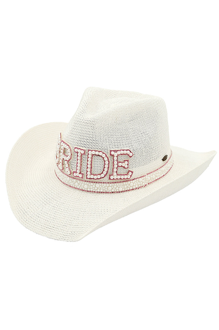 C.C Women's Bride Pearl & Rhinestone Trim Cowboy Hat - Madeline Love - Flyclothing LLC